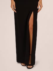 Adrianna by Adrianna Papell Knit Crepe Column Black Gown - Image 2 of 7