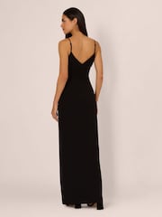 Adrianna by Adrianna Papell Knit Crepe Column Black Gown - Image 3 of 7