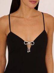 Adrianna by Adrianna Papell Knit Crepe Column Black Gown - Image 4 of 7