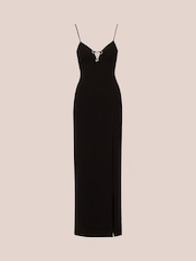 Adrianna by Adrianna Papell Knit Crepe Column Black Gown - Image 6 of 7