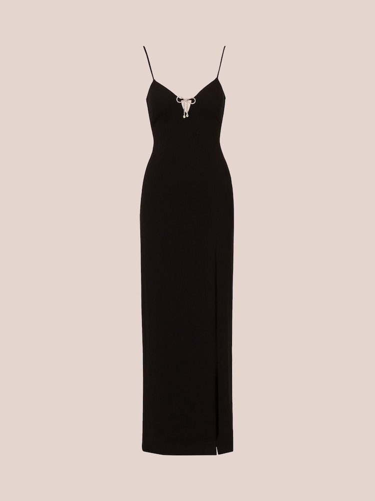 Adrianna by Adrianna Papell Knit Crepe Column Black Gown - Image 6 of 7
