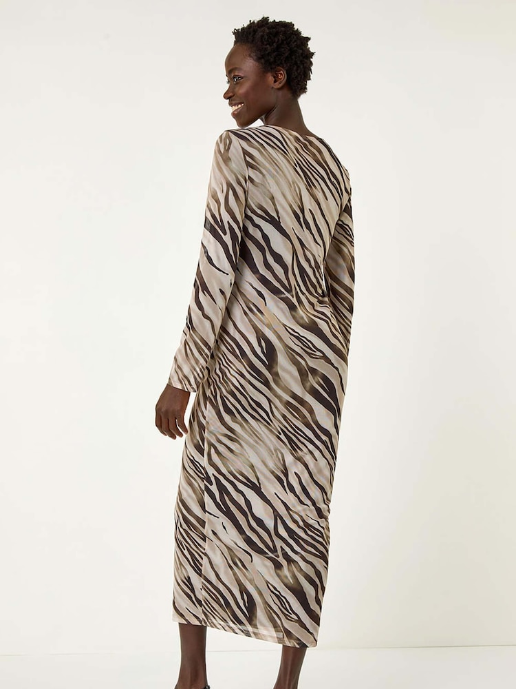 Buy Roman Natural Zebra Print Mesh Maxi Stretch Dress from Next USA Buy Roman Natural Zebra Print Mesh Maxi Stretch Dress from Next USA