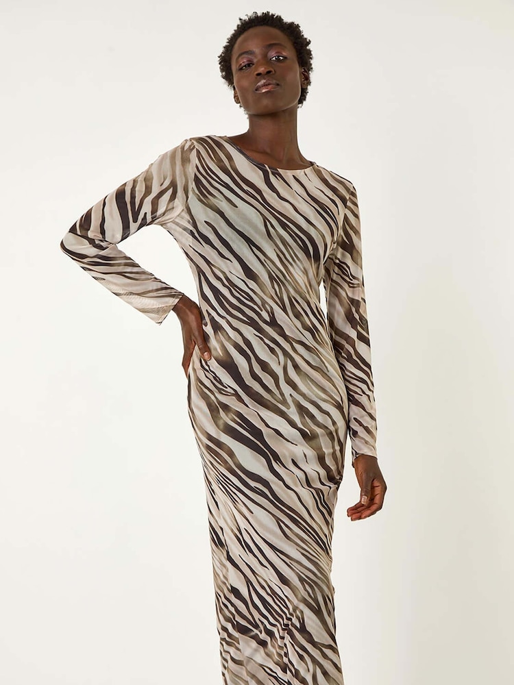 white christmas dresses Renna Zebra Long Sleeve Wrap Midi Dress