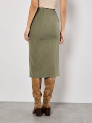 Apricot Green Pinstripe Cargo Pocket Zip Skirt - Image 4 of 4