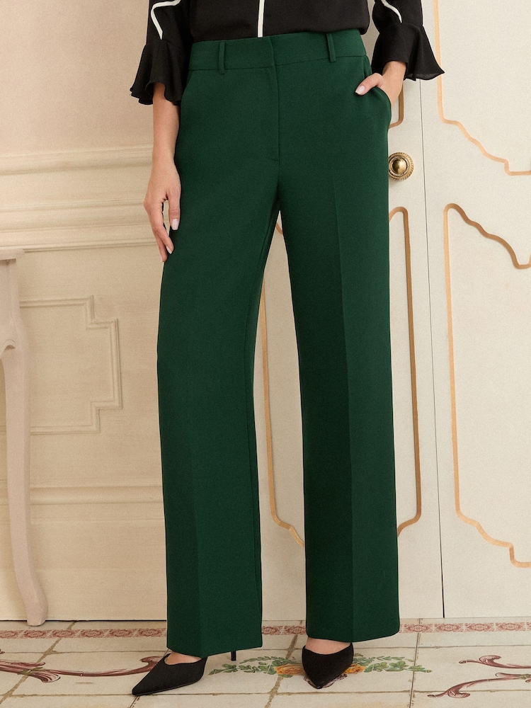 Love & Roses Forest Green Wide Leg Trousers - Image 1 of 4
