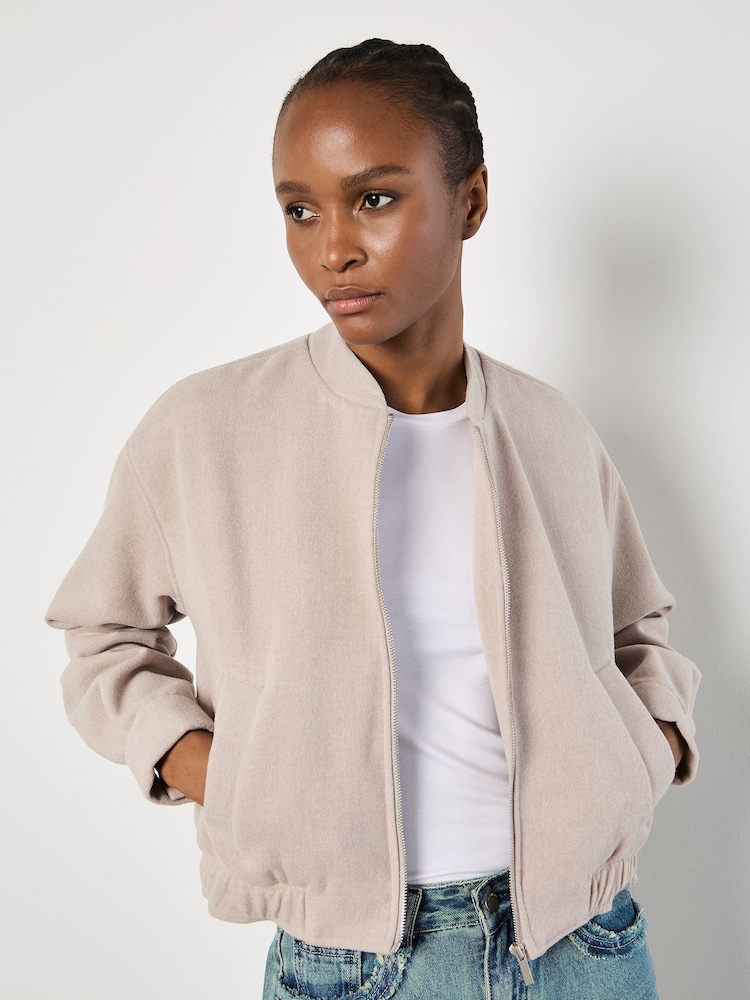 Apricot Natural Tailored Bomber Jacket - Image 1 of 5