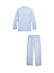 Polo Ralph Lauren Blue 100% Cotton Long Sleeve Pyjamas Top and Bottoms Set - Image 2 of 3