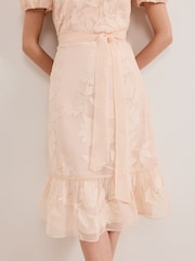 Phase Eight Pink Chrissie Embroidered Floral Print Wrap Dress - Image 6 of 7