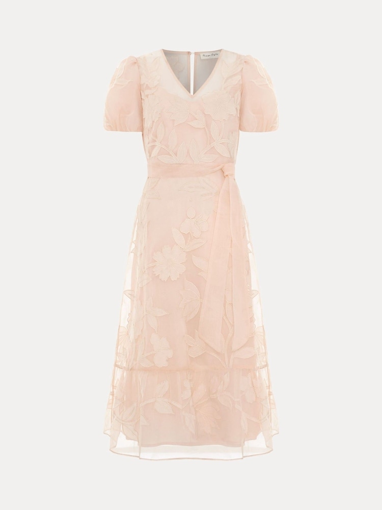 Phase Eight Pink Chrissie Embroidered Floral Print Wrap Dress - Image 7 of 7