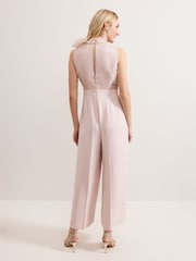 Phase Eight Pink Stephy Shimmer Tie Neck Jumpsuit - Image 2 of 7