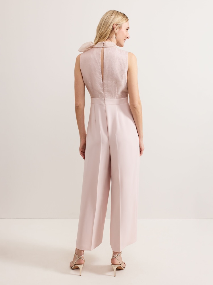 Phase Eight Pink Stephy Shimmer Tie Neck Jumpsuit - Image 2 of 7