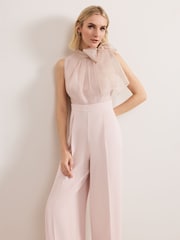 Phase Eight Pink Stephy Shimmer Tie Neck Jumpsuit - Image 3 of 7