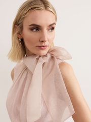 Phase Eight Pink Stephy Shimmer Tie Neck Jumpsuit - Image 4 of 7