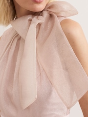 Phase Eight Pink Stephy Shimmer Tie Neck Jumpsuit - Image 5 of 7