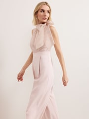 Phase Eight Pink Stephy Shimmer Tie Neck Jumpsuit - Image 6 of 7