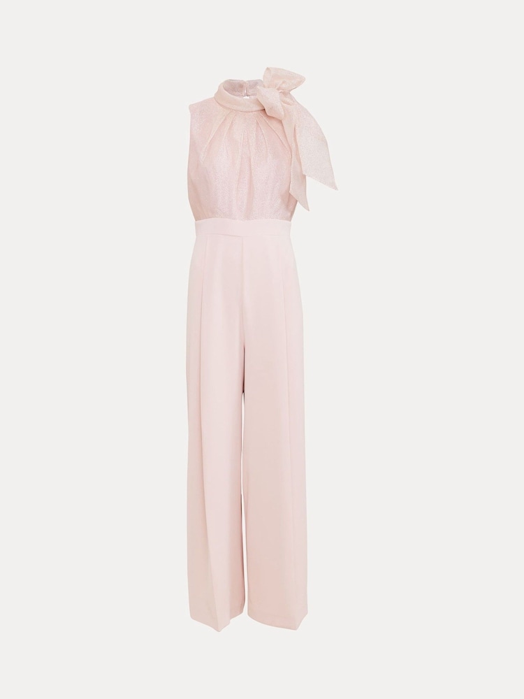 Phase Eight Pink Stephy Shimmer Tie Neck Jumpsuit - Image 7 of 7