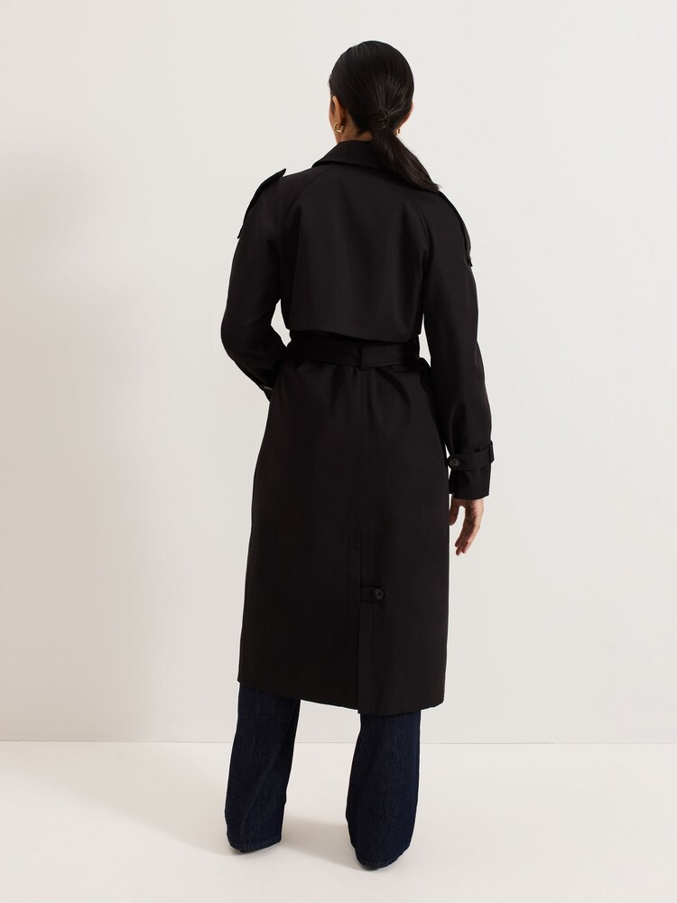 Phase Eight Black Avalie Petite Collar Detail Trench Coat - Image 2 of 7 Phase Eight Black Avalie Petite Collar Detail Trench Coat - Image 2 of 7