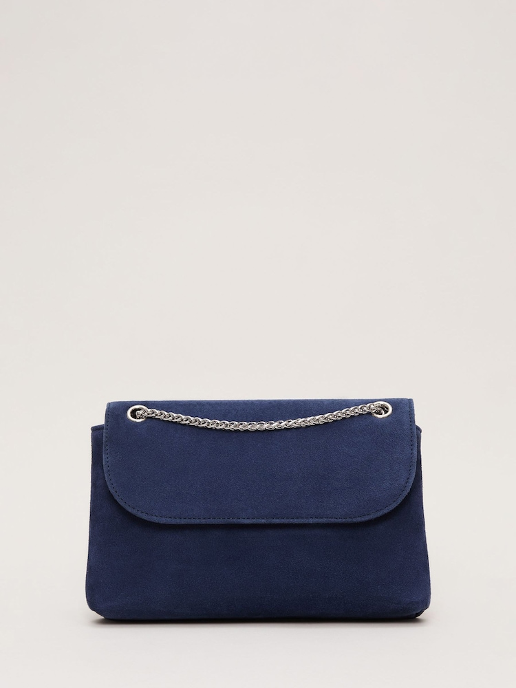 Phase Eight Blue Suede Clutch Bag - Image 1 of 7