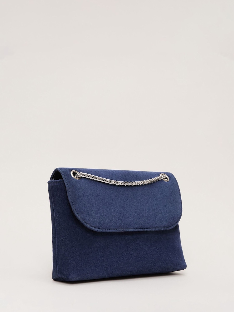 Phase Eight Blue Suede Clutch Bag - Image 2 of 7