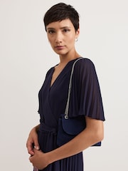 Phase Eight Blue Suede Clutch Bag - Image 5 of 7