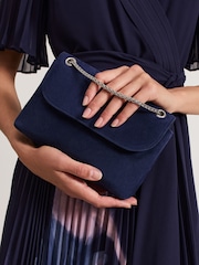 Phase Eight Blue Suede Clutch Bag - Image 6 of 7