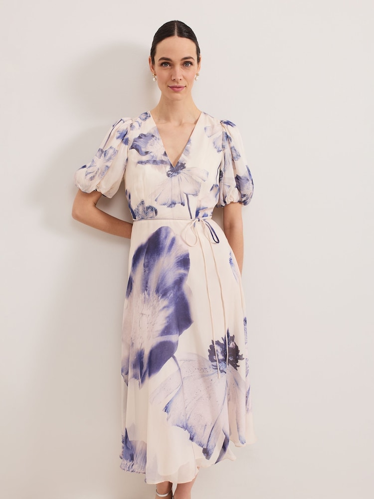 Phase Eight Cream Floral Lizzie Floral Midi Dress - Image 3 of 7