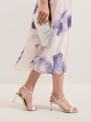 Phase Eight Silver Metallic Heeled Strappy Sandals - Image 1 of 7