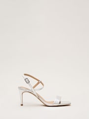 Phase Eight Silver Metallic Heeled Strappy Sandals - Image 4 of 7