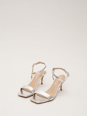 Phase Eight Silver Metallic Heeled Strappy Sandals - Image 5 of 7