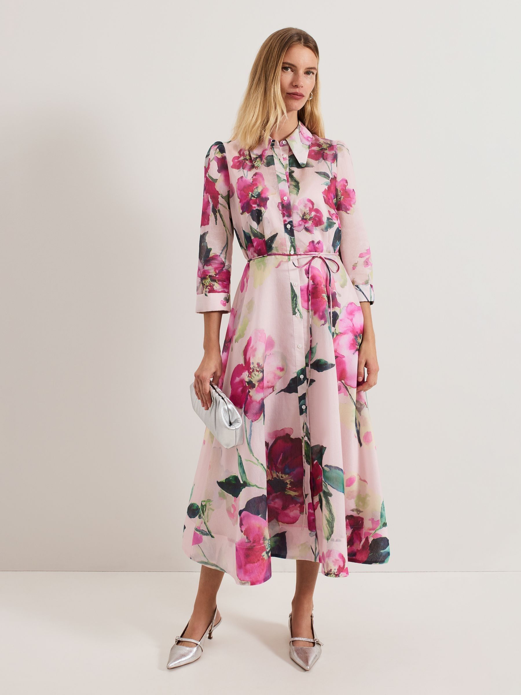 Buy Phase Eight Pink Anabella Floral Long Sleeved Shirt Dress from the Next  UK online shop