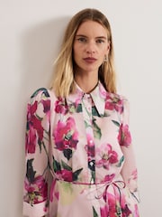 Phase Eight Pink Anabella Floral Long Sleeved Shirt Dress - Image 5 of 8