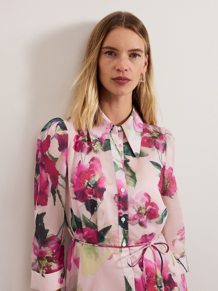 Buy Phase Eight Pink Anabella Floral Long Sleeved Shirt Dress from Next USA