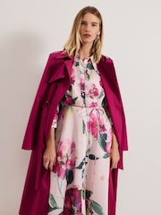 Phase Eight Pink Anabella Floral Long Sleeved Shirt Dress - Image 7 of 8