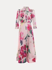 Phase Eight Pink Anabella Floral Long Sleeved Shirt Dress - Image 8 of 8