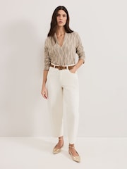 Phase Eight Natural Rena V-Neck Textured Top - Image 3 of 7