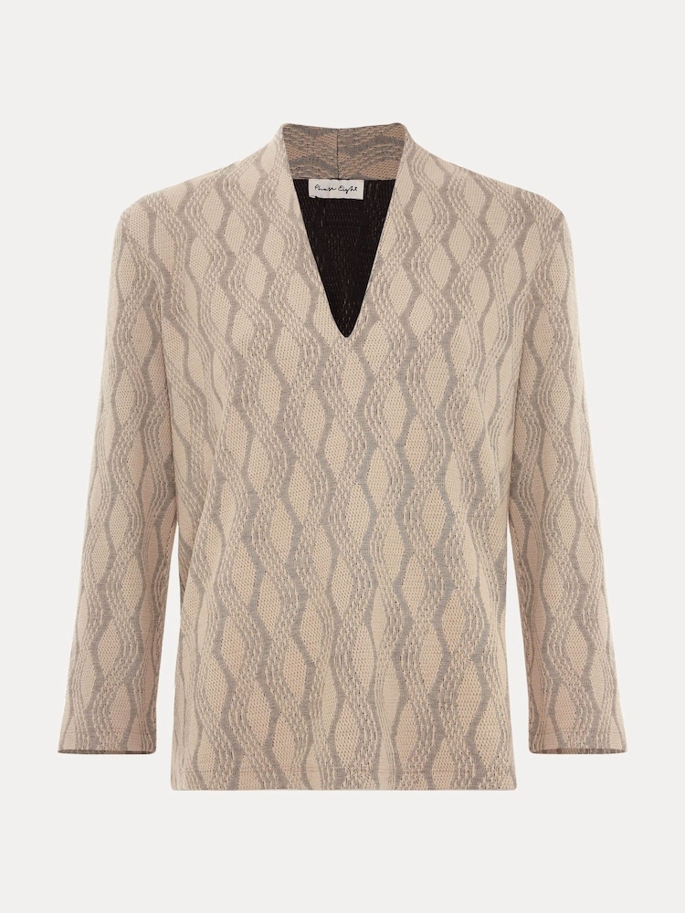Phase Eight Natural Rena V-Neck Textured Top - Image 7 of 7