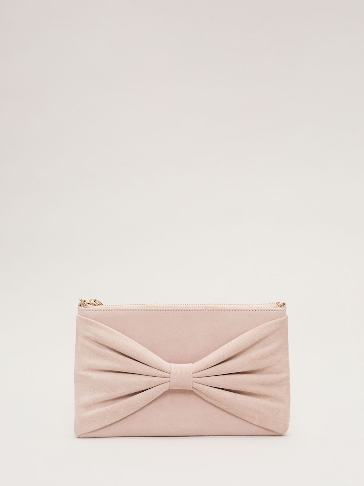 Phase Eight Nude Oversized Bow Clutch Bag - Image 1 of 6