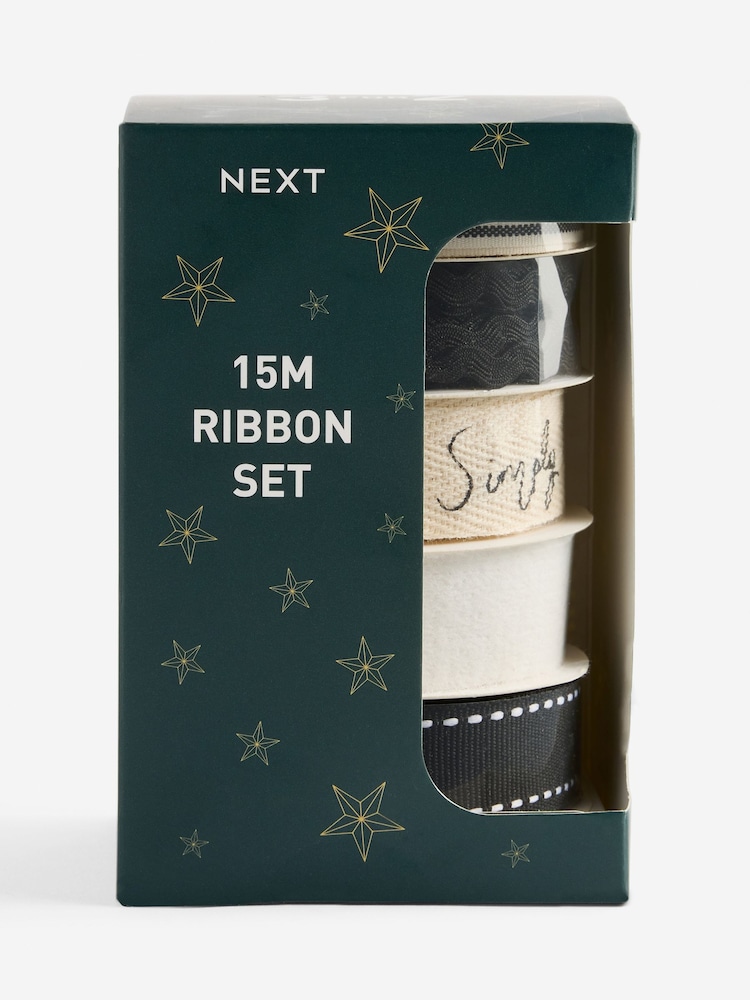 Set of 5 Monochrome Gift Ribbons - Image 1 of 1 Set of 5 Monochrome Gift Ribbons - Image 1 of 1