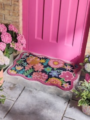 Lucy Tiffney Navy Floral Coir Doormat - Image 1 of 5