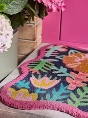 Lucy Tiffney Navy Floral Coir Doormat - Image 2 of 5