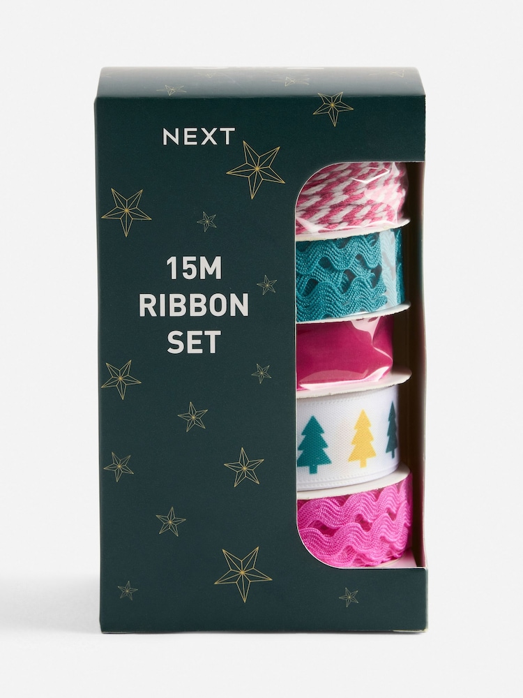 Set of 5 Festive Brights Gift Ribbons - Image 1 of 1 Set of 5 Festive Brights Gift Ribbons - Image 1 of 1