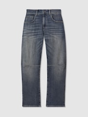 Reiss Mid Blue Mahni Petite Barrel-Leg Dart Jeans - Image 2 of 8