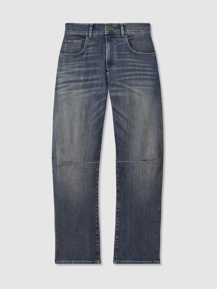 Reiss Mid Blue Mahni Petite Barrel-Leg Dart Jeans - Image 2 of 8
