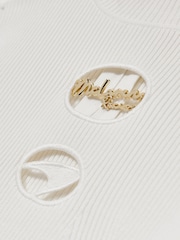 Reiss White Sandy McLaren F1 Team Cut-Out Knit Crop Top - Image 6 of 7