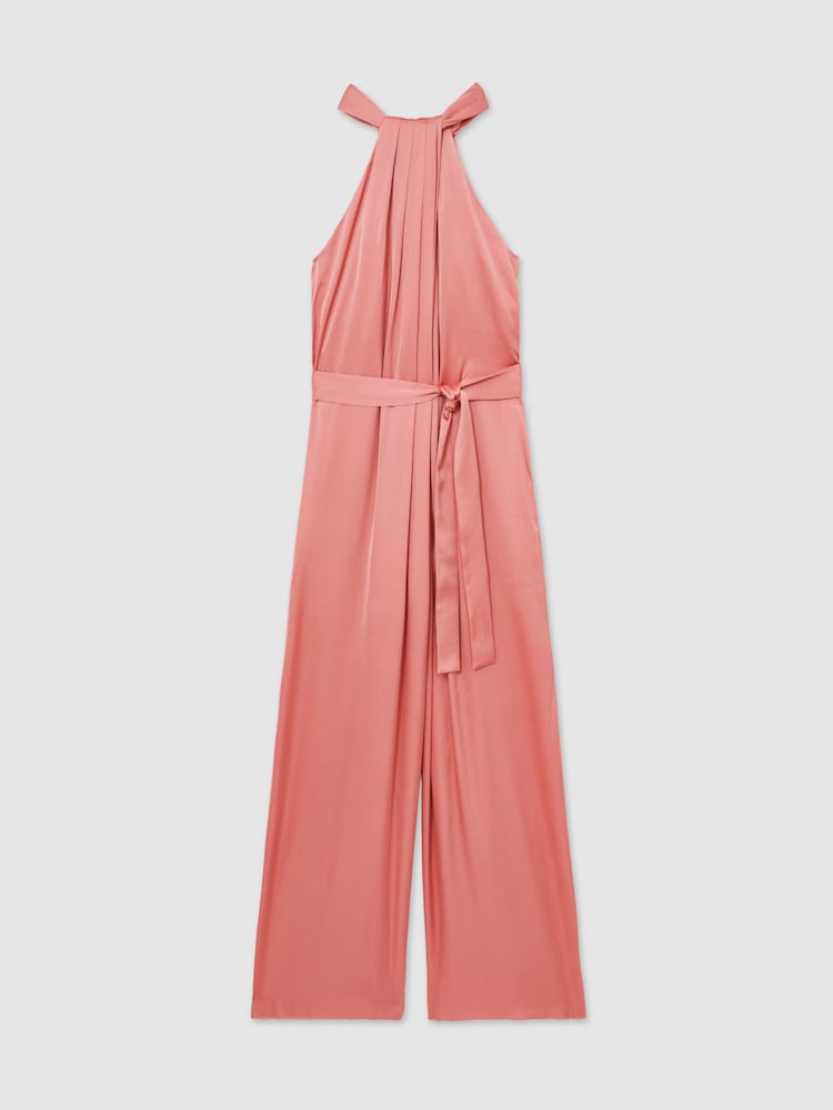 Reiss Pink Rosin Satin Wide-Leg Draped Jumpsuit - Image 2 of 6