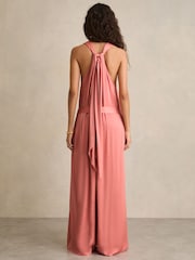 Reiss Pink Rosin Satin Wide-Leg Draped Jumpsuit - Image 5 of 6