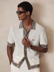 Reiss White Crusoe Reiss | Ché Crochet Tipped Shirt - Image 1 of 7