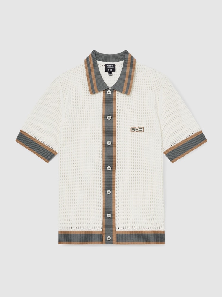 Blanco - Reiss Crusoe Reiss | Ché Crochet Tipped Shirt - Imagen 2 de 7 Blanco - Reiss Crusoe Reiss | Ché Crochet Tipped Shirt - Imagen 2 de 7