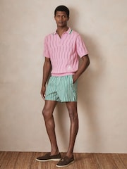 Reiss Pink Oasis Reiss | Ché Cotton Pointelle Polo Shirt - Image 3 of 7