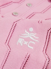 Reiss Pink Oasis Reiss | Ché Cotton Pointelle Polo Shirt - Image 7 of 7